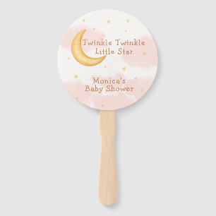 Moon Stars Twinkle Twinkle Girl Baby Shower Hand Fan