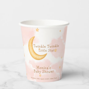 Moon Stars Twinkle Twinkle Girl Baby Shower Paper Cups