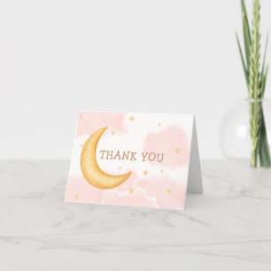Moon Stars Twinkle Twinkle Girl Baby Shower Thank You Card