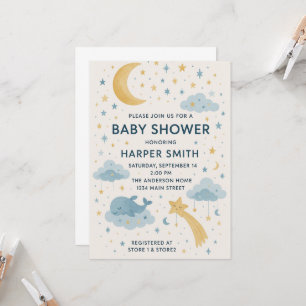 Moon, Stars & Whimsical Sky Celestial Baby Shower Invitation
