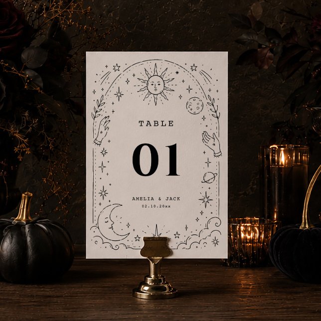 Moon Stars Zodiac Celestial Wedding  Table Number (Creator Uploaded)