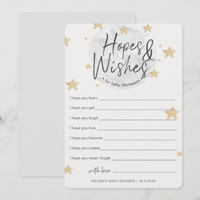 Moon Starts Hopes & Wishes Baby Shower Card (Front/Back)