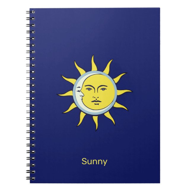 Moon & Sun Conjunction on Navy Blue Notebook (Front)