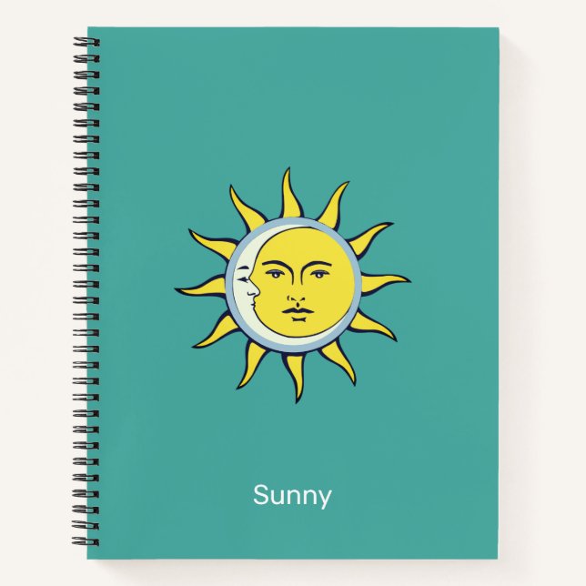 Moon & Sun Conjunction on Teal Notebook (Front)