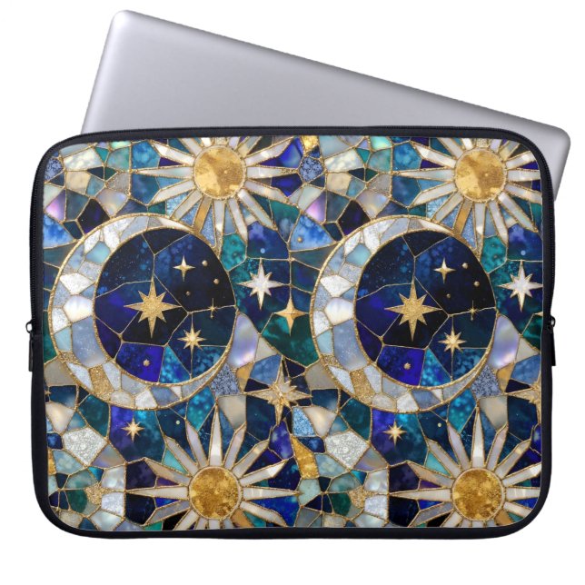 Moon Sun Laptop Sleeve Stained Glass Case (Front)