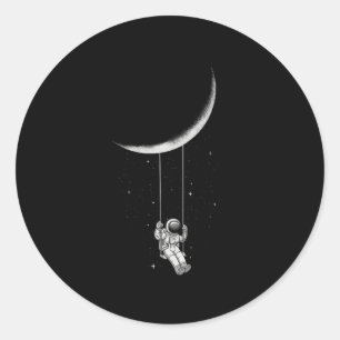 Moon Swing Astronaut Stars Space Classic Round Sticker