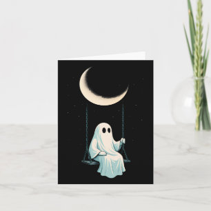 Moon Swing Ghost Shirt Spooky Cute Night October Card