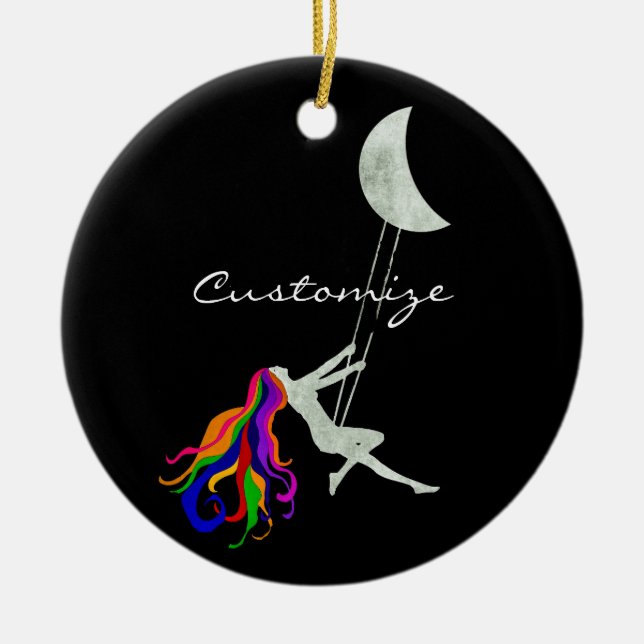 Moon Swinging Redhead Thunder_Cove  Ceramic Ornament (Front)