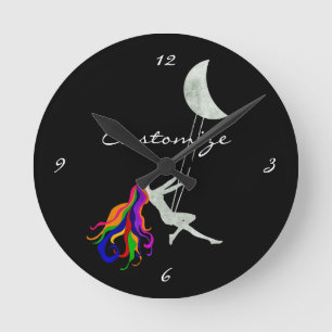 Moon Swinging Redhead Thunder_Cove  Round Clock