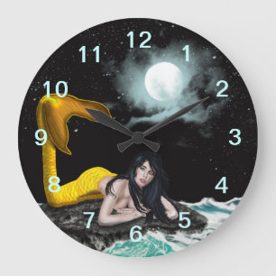 Moon Tide Mermaid Wall Clock