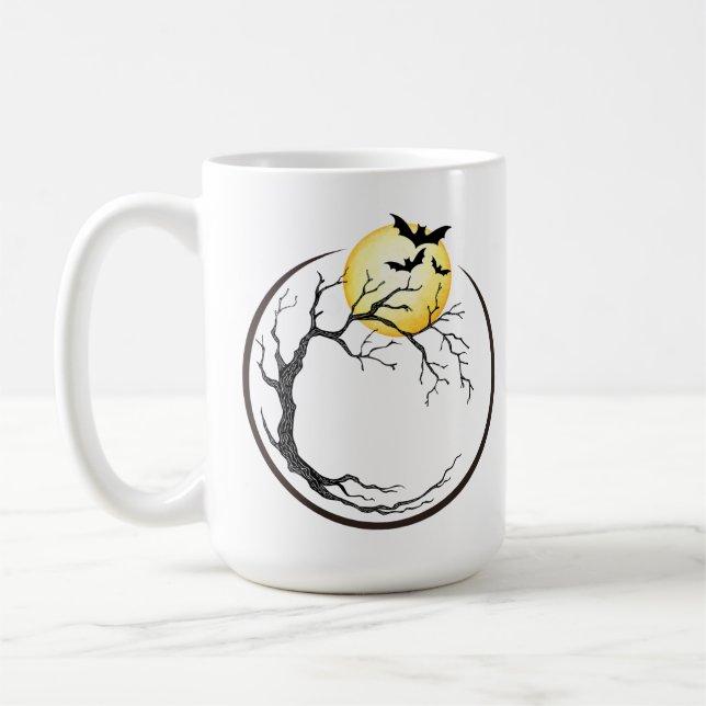 Moon, Tree, & Bats Coffee Mug (Left)