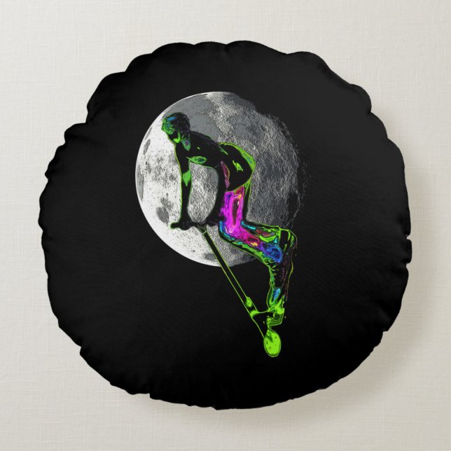 Moon Tripping - Scooter Boy Artwork Round Pillow (Front)