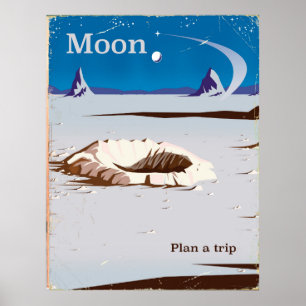 Moon - vintage Sci-fi travel poster