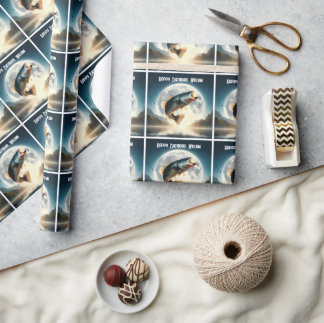 Moon Water & Bass Leaping Wrapping Paper