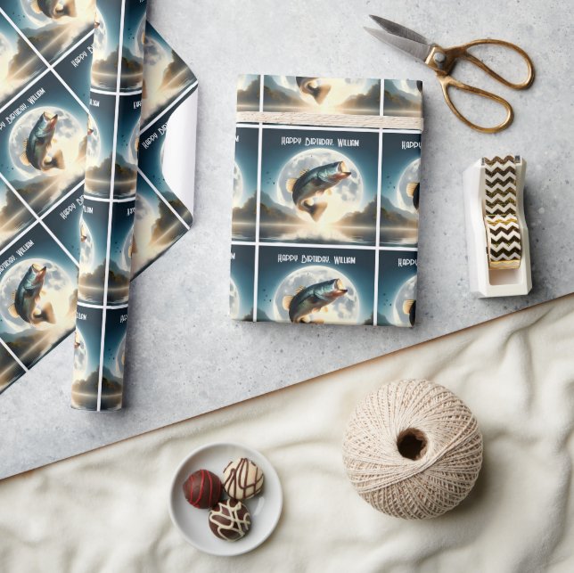 Moon Water & Bass Leaping Wrapping Paper (Crafts)