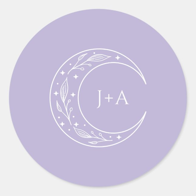 Moon Whimsical Wedding Classic Round Sticker (Front)
