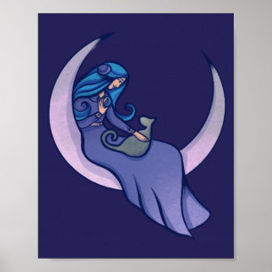 Moon Witch MoonChild Pagan Wicca Art Poster