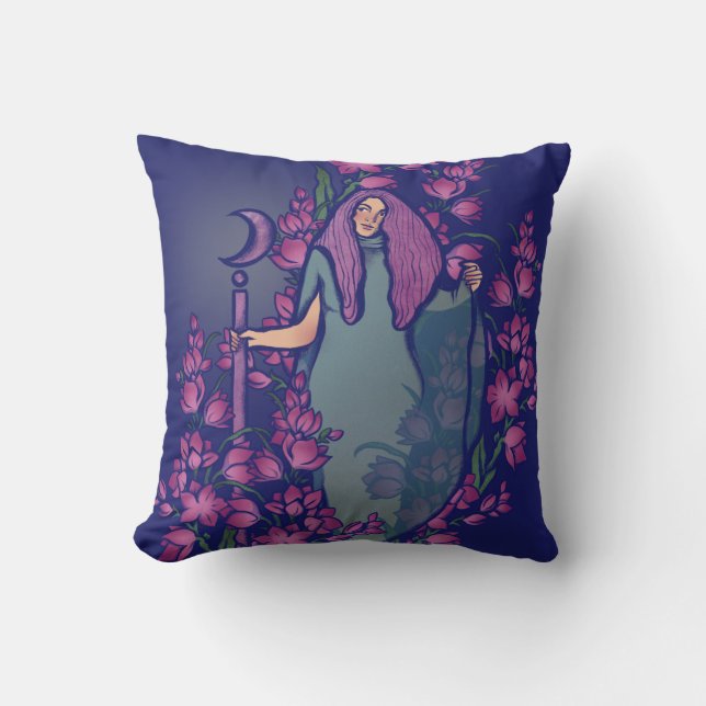 Moon Witch Throw Pillow (Front)