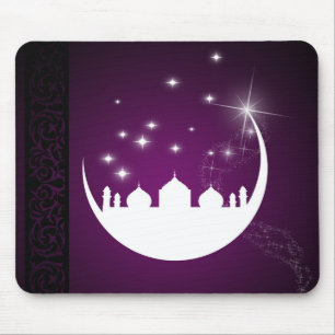 Moon with Mosque Silhouette - Mousepad