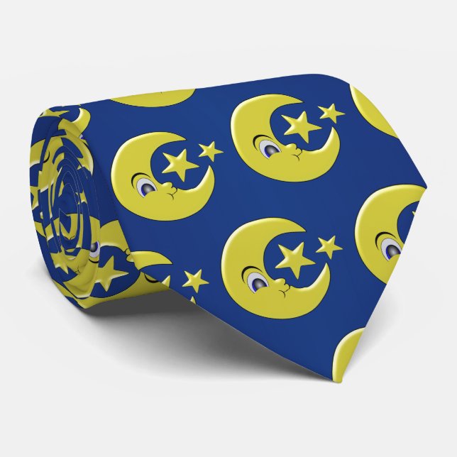 Moon With Stars Design Tie (Rolled)