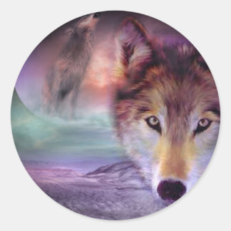 Moon Wolf Classic Round Sticker