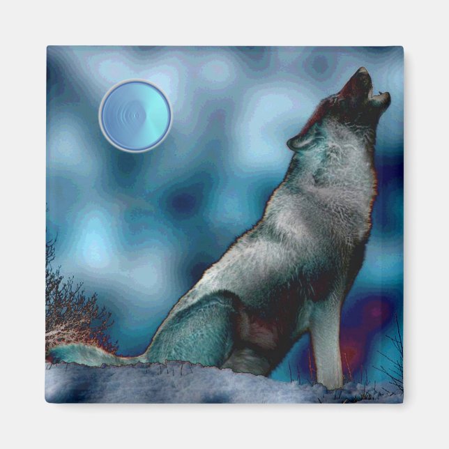Moon Wolf Fantasy Magnet (Front)
