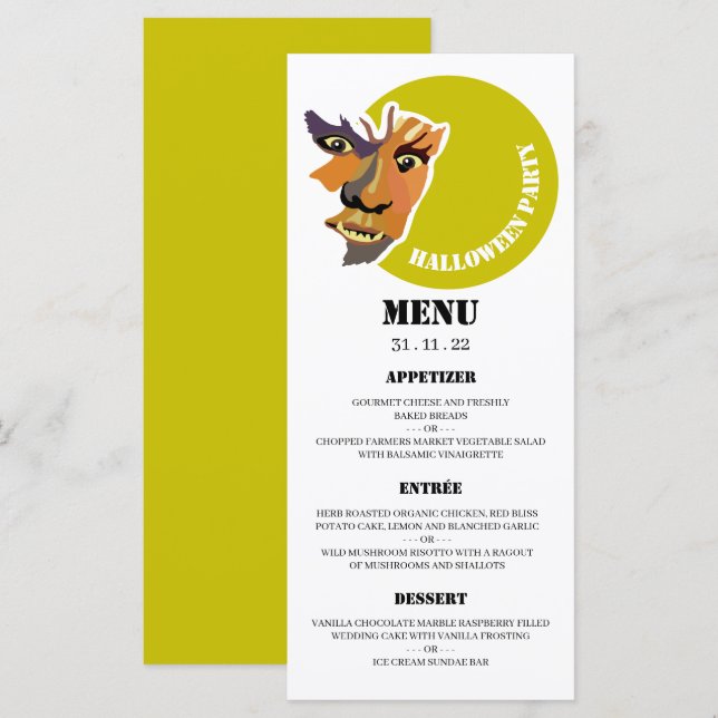 Moon Wolf, Halloween Party Menu (Front/Back)