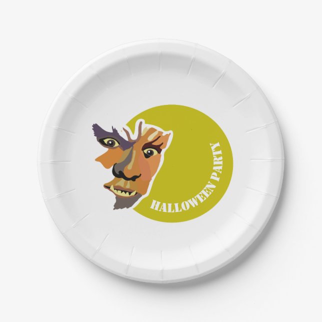 Moon Wolf, Halloween Party Paper Plate (Front)