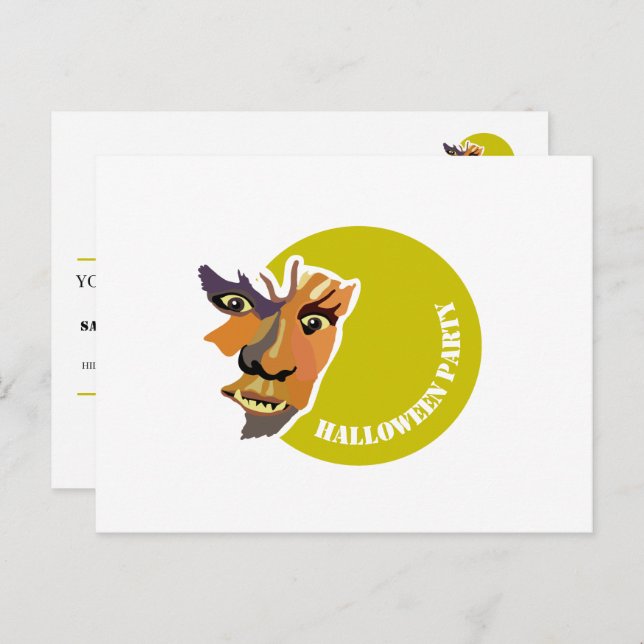 Moon Wolf, Invitation de la fête d'Halloween (Devant / Derrière)