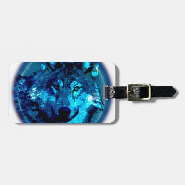 Moon Wolf Luggage Tag (Front Horizontal)