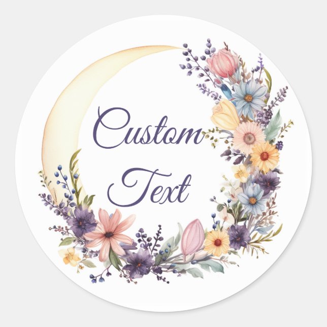 Moon Wreath Classic Round Sticker (Front)