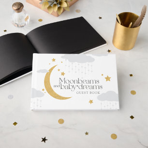 Moonbeams and baby dreams baby shower gold grey guest book