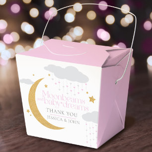 Moonbeams and baby dreams baby shower pink favor box