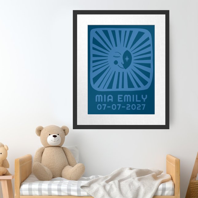 Moonbeams Cute Moon CUSTOM BABY NAME BIRTHDAY Art Poster (Moonbeams Cute Moon CUSTOM BABY NAME BIRTHDAY Art Poster
)