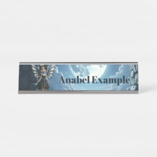 Moonborn Little Shadow, the Cute Gothic Fairy  Desk Name Plate