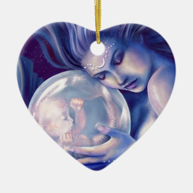 Moonborn - Mermaid and Baby Ceramic Ornament (Front)