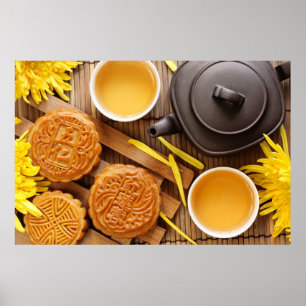 Mooncake and tea,Chinese mid autumn festival 2 Poster