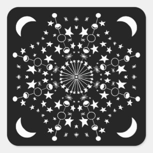 Moonchild Mandala Stars Moon Child Witchy Art      Square Sticker