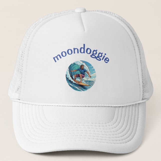 Moondoggie Surfer Graphic Trucker Hat (Front)