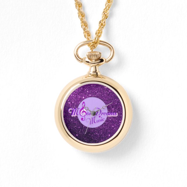 MoonDreams Music Logo Purple Faux Glitter Watch (Front)