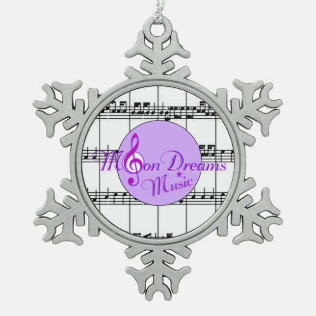 MoonDreams Music Pewter Snowflake Ornament (Front)