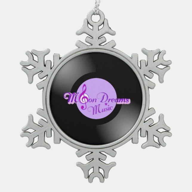 MoonDreams Music Record Pewter Snowflake Ornament (Front)