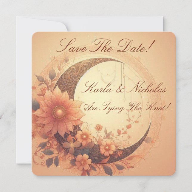 Moonflower Save The Date Wedding Announcement (Front)