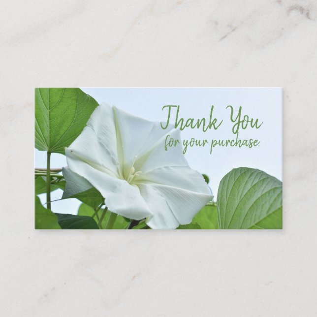 Moonflower White Nocturnal Bloom Floral Thank You Business Card (Front)