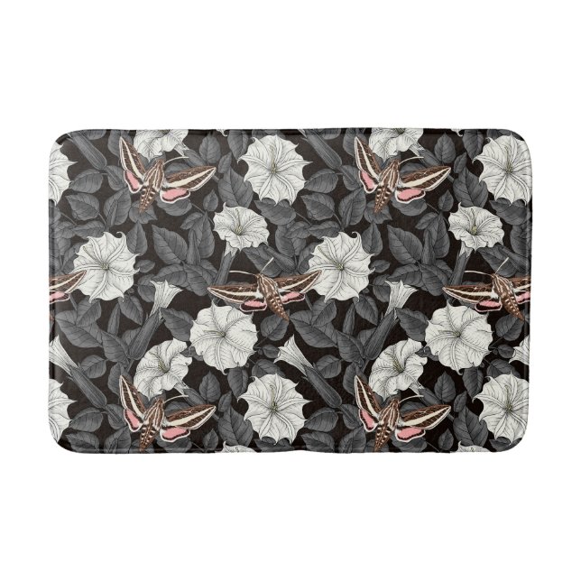 Moonflowers and sphinx moths 2 bath mat (Front)