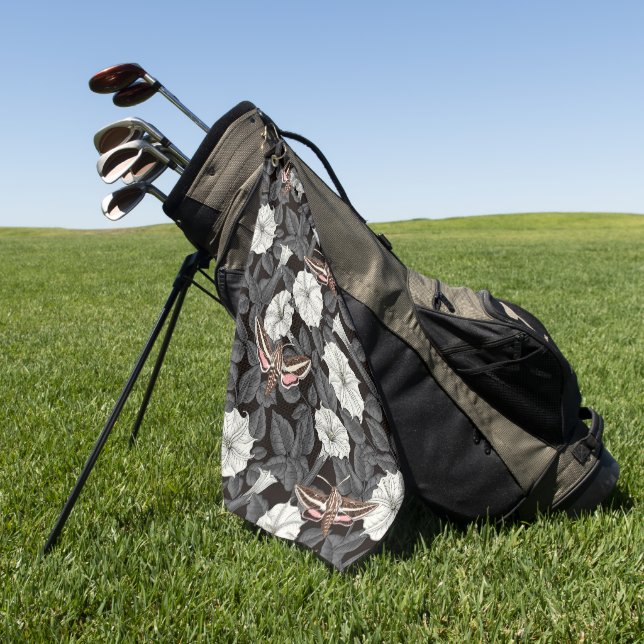 Moonflowers and sphinx moths 2 golf towel (Green)