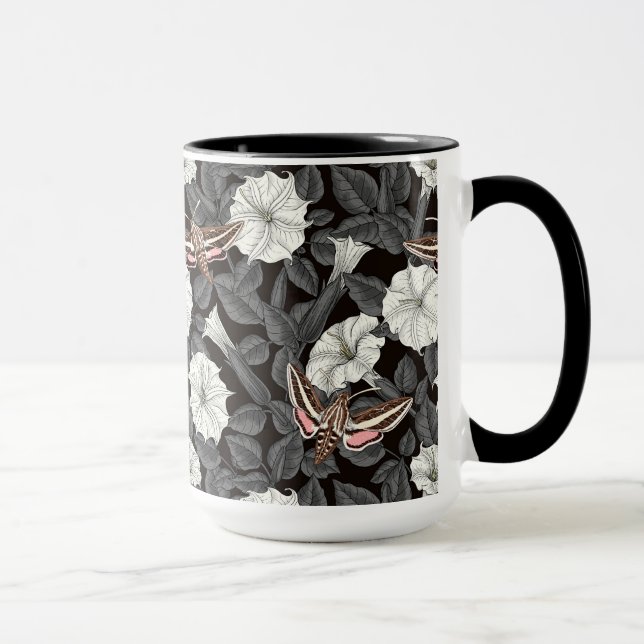 Moonflowers and sphinx moths 2 mug (Right)