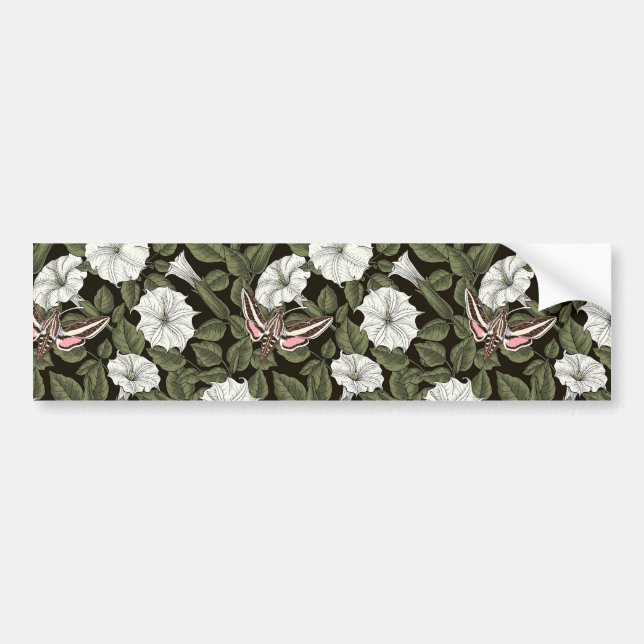 Moonflowers and sphinx moths bumper sticker (Front)
