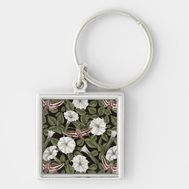 Moonflowers and sphinx moths keychain (Front)