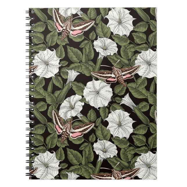 Moonflowers and sphinx moths notebook (Front)